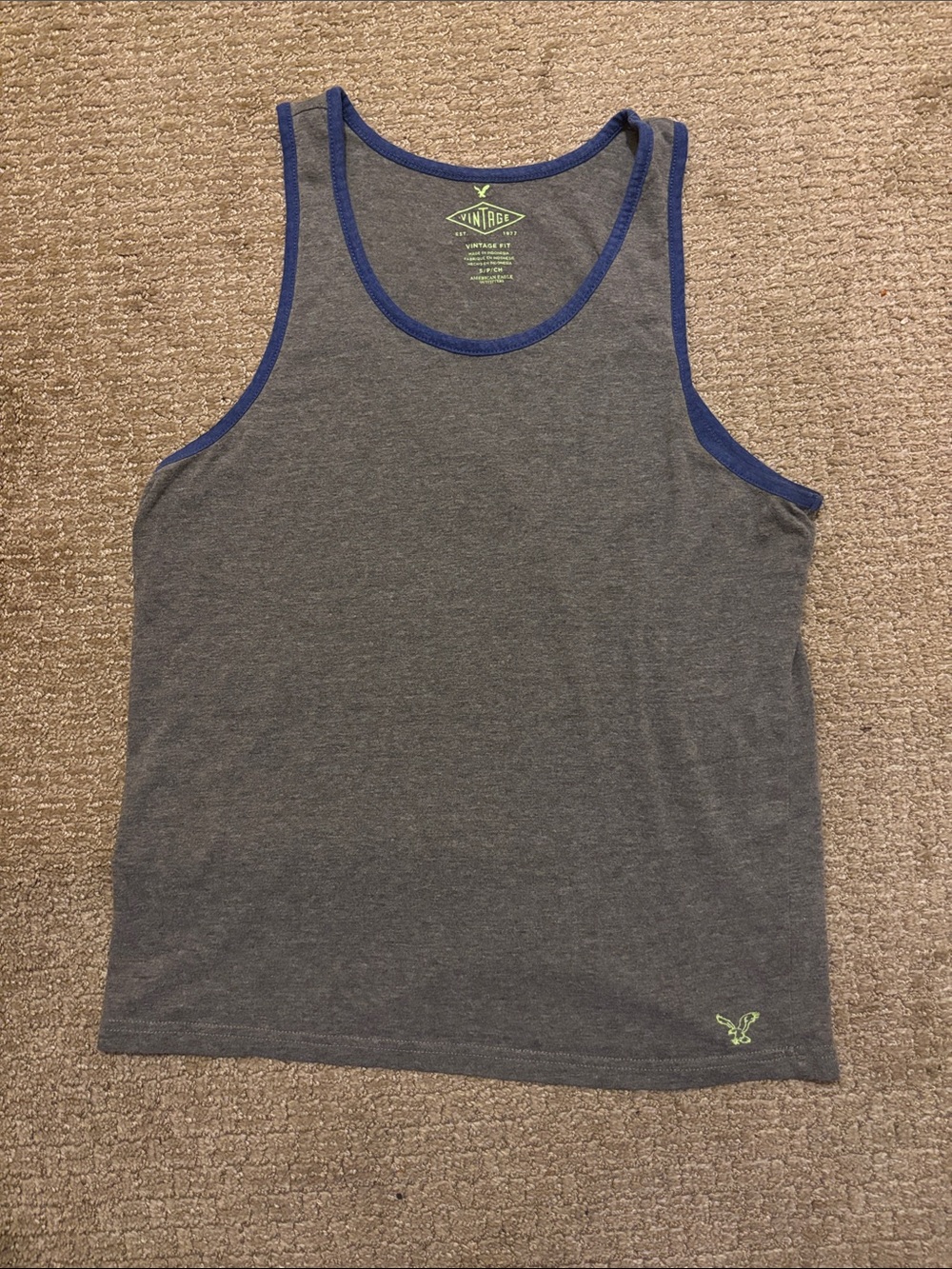 American Eagle Vintage Fit Gray Blue Tank Top Men’s Small Sleeveless